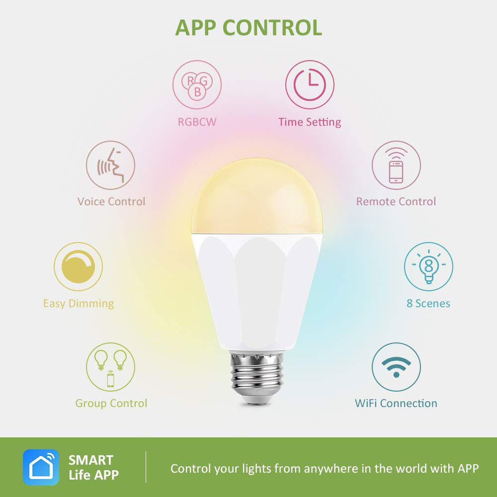 Novostella 13W Brightest WiFi Smart Light Bulb, 1300LM E26 RGBCW Bulb