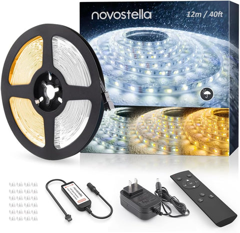 Novostella 40ft Waterproof Tunable White LED Strip Light